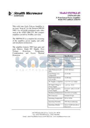SM5964-45 datasheet - 5.925-6.425 GHz X Watt Linear Power Amplifier