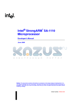 SA1110 datasheet - Intel StrongARM  SA-1110 Microprocessor
