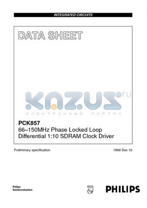 PCK857 datasheet - 66-150MHz Phase Locked Loop Differential 1:10 SDRAM Clock Driver