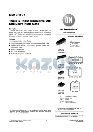 MC10H107M datasheet - Triple 2−Input Exclusive OR/Exclusive NOR Gate