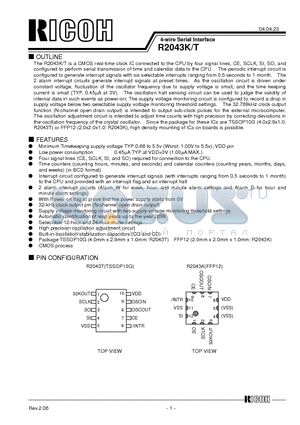 R2043T datasheet - 4-wire Serial Interface