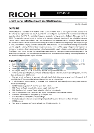 R2045D datasheet - 4-wire Serial Interface Real Time Clock Module