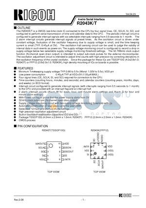 R2043K datasheet - 4-wire Serial Interface