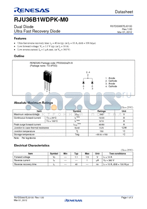 RJU36B1WDPK-M0 datasheet - Dual Diode Ultra Fast Recovery Diode