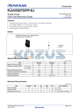 RJU4352TDPP-EJ datasheet - Single Diode Ultra Fast Recovery Diode