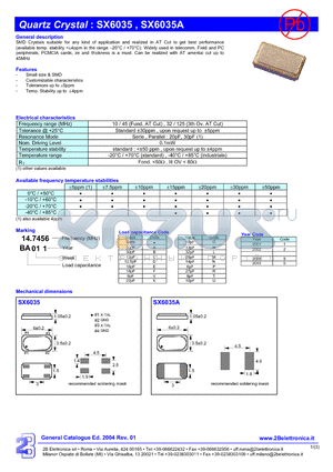 SX6035A datasheet - Quartz Crtstal