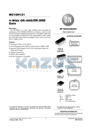 MC10H121M datasheet - 4−Wide OR−AND/OR−AND Gate
