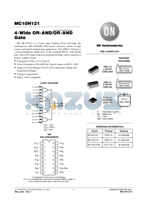 MC10H121P datasheet - 4-WIDE OR-AND / OR-AND GATE