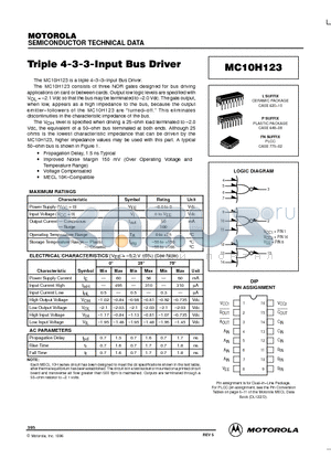 MC10H123 datasheet - Triple 4-3-3-Input Bus Driver