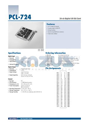 PCL-10150-1.2 datasheet - 24-ch Digital I/O ISA Card