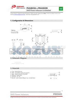 PNN5022B-100M datasheet - SMD Power Inductors Unshielded