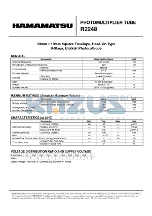 R2248 datasheet - PHOTOMULTlPLlER TUBE