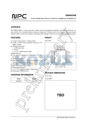 SM6453AB datasheet - 3-wire Serial Data Volume Control for Headphone Amplifiers IC