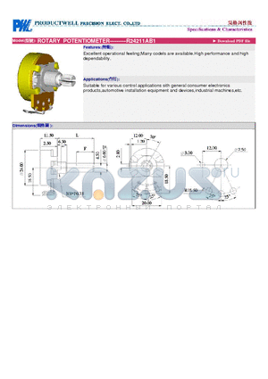 R24211AB1 datasheet - ROTARY POTENTIOMETER