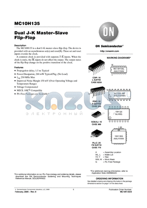 MC10H135L datasheet - Dual J−K Master−Slave Flip−Flop