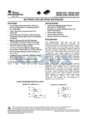 SM65MLVD207D datasheet - MULTIPOINT-LVDS LINE DRIVER AND RECEIVER