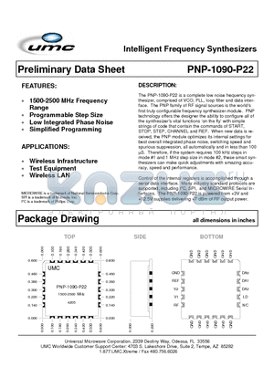 PNP-1090-P22 datasheet - Intelligent Frequency Synthesizers