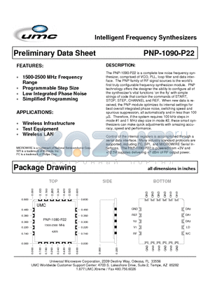 PNP-1090B-P22 datasheet - Intelligent Frequency Synthesizers