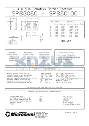 SPB8080 datasheet - 4 X 80A SCHOTTKY BARRIER RECTIFIER