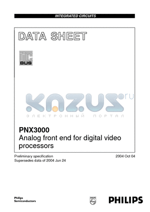 PNX3000 datasheet - Analog front end for digital video processors