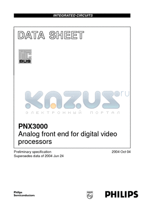 PNX3000HL datasheet - Analog front end for digital video processors