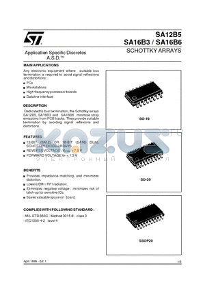 SA12B5 datasheet - SCHOTTKY ARRAYS