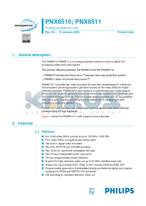 PNX8511 datasheet - Analog companion chip