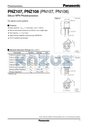 PNZ107 datasheet - Silicon NPN Phototransistors