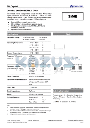 SM6B datasheet - Ceramic Surface Mount Crystal