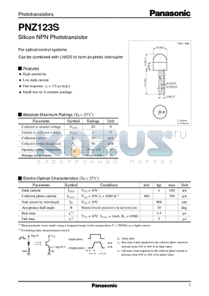 PNZ123S datasheet - Silicon NPN Phototransistor