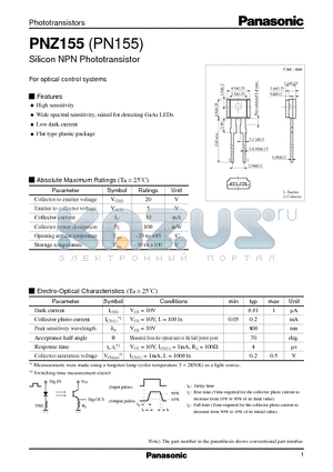 PNZ155 datasheet - Silicon NPN Phototransistor