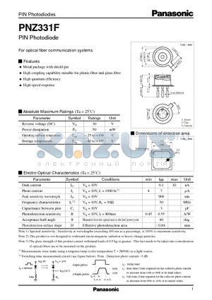 PNZ331F datasheet - PIN Photodiode