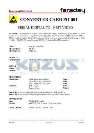 PO-001 datasheet - CONVERTER CARD