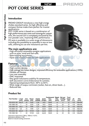 PO-0200-120 datasheet - POT CORE SERIES