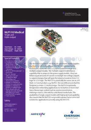 NLP110-9605J datasheet - 110 W ac-dc open frame power supply