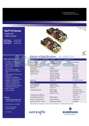 NLP110-9695J datasheet - Provides low voltage outputs