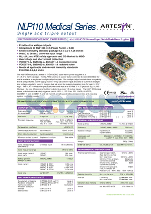 NLP110-9905 datasheet - LOW TO MEDIUM POWER AC/DC POWER SUPPLIES