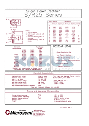 R25180 datasheet - Silicon Power Rectifier