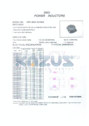 SPC-0302-1R0 datasheet - SMD POWER INDUCTORS