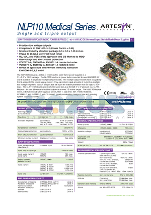 NLP110-9995 datasheet - LOW TO MEDIUM POWER AC/DC POWER SUPPLIES