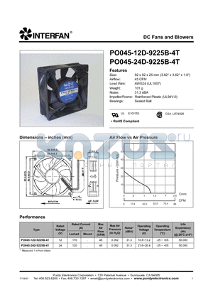 PO045-24D-9225B-4T datasheet - DC Fans and Blowers