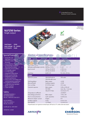 NLP250 datasheet - Active PFC and EN61000-3-2 compliant