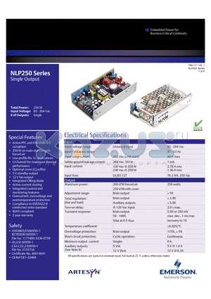 NLP250R-96S48J datasheet - Active PFC and EN61000-3-2 compliant