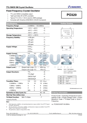 PO320 datasheet - Fixed Frequency Crystal Oscillator