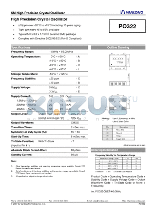 PO322 datasheet - High Precision Crystal Oscillator