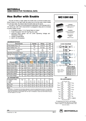 MC10H188 datasheet - Hex Buffer with Enable