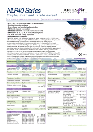 NLP40-76S3J datasheet - 40-50 W AC/DC Universal Input Switch Mode Power Supplies