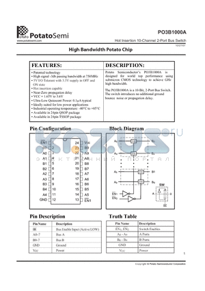 PO3B1000AQR datasheet - Hot Insertion 10-Channel 2-Port Bus Switch