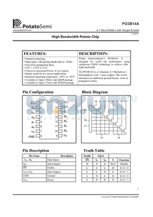 PO3B14A datasheet - 4:1 Mux/DeMux with Single Enable