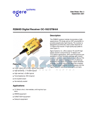 R2860D040 datasheet - R2860D Digital Receiver OC-192/STM-64